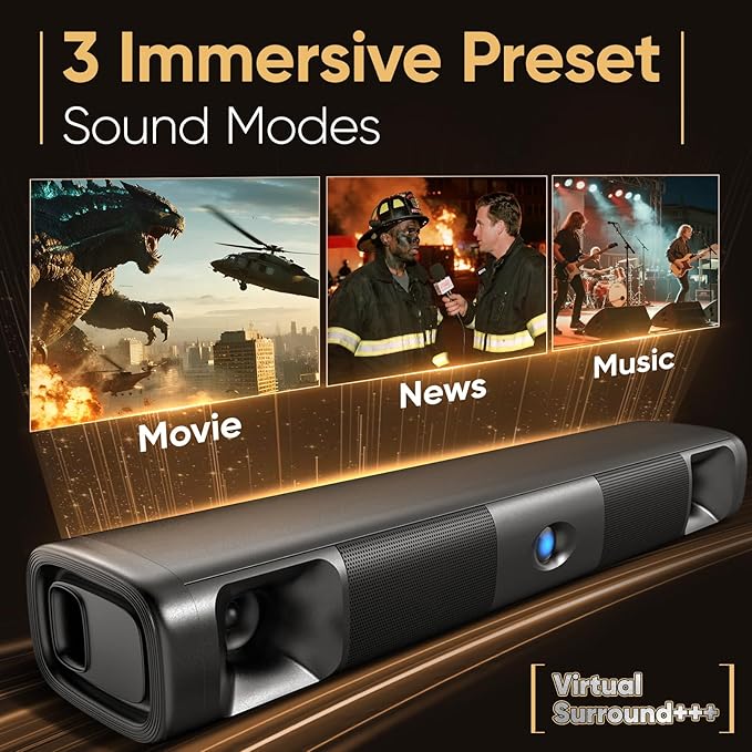 Saiyin 60W Bluetooth Sound Bar for Smart TV, TV-ARC/Optical/AUX