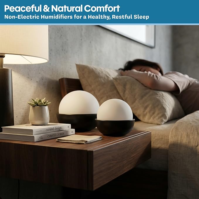 Humidifiers, Set of 2 Stone Decorative Ceramic Natural Water Humidifier, Non-Electric Battery Free for Bedrooms, Great for Babies by Bluestone