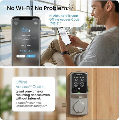 Lockly Secure Plus, Keyless Entry Door Lock, Smart Locks for Front Door, Smart Lock Deadbolt, PIN Genie® Keypad, 3D Biometric Fingerprint Sensor, Auto Lock Smart Door Lock