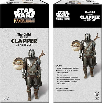 Clapper Star Wars - The Mandalorian - The Child aka Baby Yoda Talking Night Light by Joseph Enterprises, Wireless Sound Activated On/Off Light Switch, Clap Detection