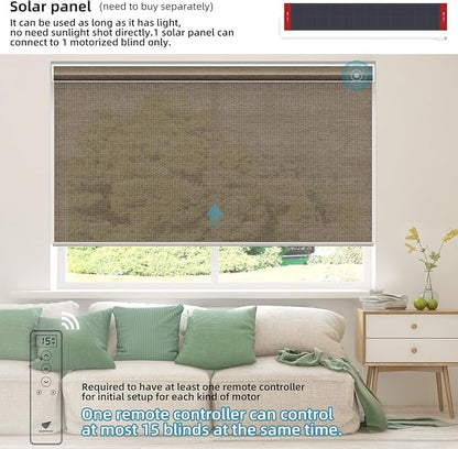 SmartWings Motorized Light Filtering Shades, Work with Matter Apple Homekit Z-Wave Alexa Google, 50% Blackout Transparent Smart Window Roller Shades with Remote Control Custom up 110"W X 138"H, Cocoa