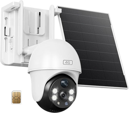 4G LTE Cellular Security Camera Wireless Outdoor,4MP Solar Powered No WiFi Security Camera, Color Night Vision, Smart Detection,Two Way Audio,Local/Cloud Storage(White) (P15N)