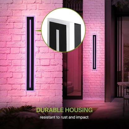 ASD LED 48" Long Wall Mount Light Fixture, Outdoor & Indoor Linear Sconce | RGBW, Smart, Waterproof, Anti-Rust, ETL Listed | 36W 1500LM 2700-6500K 100-277V | Exterior Porch Lighting | Black