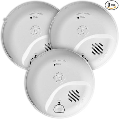 First Alert SMICO100-AC Interconnect Hardwire Combination Smoke & Carbon Monoxide Alarm with Battery Backup - 3 Pack