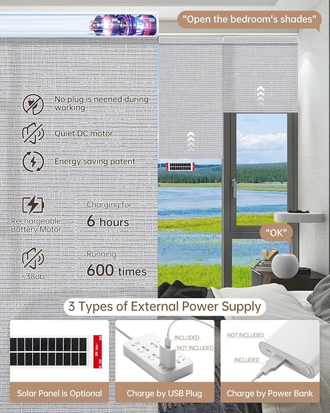 Kincmo Motorized Blinds with Remote, Light Filtering Roller Shades Work with Apple Homekit,Alexa,Google Home, Custom Electric Blinds with App,Voice Control (75% Blackout Classic Smoke)