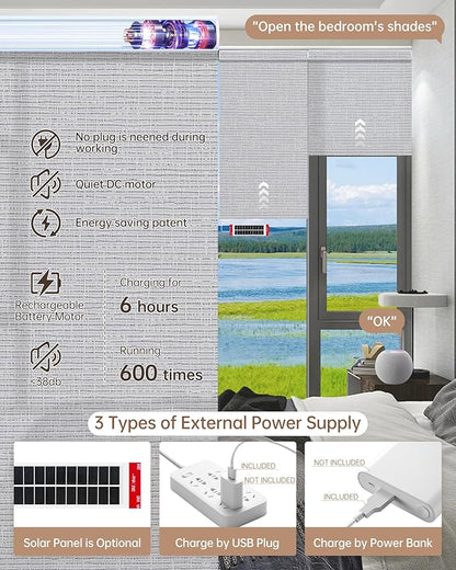 Kincmo Motorized Blinds with Remote, Light Filtering Roller Shades Work with Apple Homekit,Alexa,Google Home, Custom Electric Blinds with App,Voice Control (75% Blackout Classic Smoke)