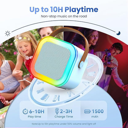 Mini Karaoke Machine for Kids Adults, 2026 TOP Birthday Gifts for Girls Boys 3,4,5,6,7,8+Year Old Toddler Toys, Portable Bluetooth Speaker with 2 Wireless Karaoke Microphones Player (Blue)