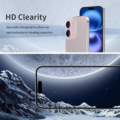 Juvraixo for iPhone 16 Privacy Screen Protector 6.1 Inch Anti Blue Light for 16 Tempered Glass 28° Rose red Gradient Anti-Spy Easy Installation Full Coverage Anti-Scratch