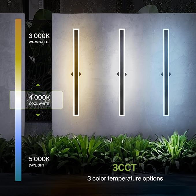 ASD LED 48" Long Wall Mount Light Fixture, Outdoor & Indoor Linear Sconce | 3CCT, Dimmable, Waterproof, Anti-Rust, ETL Listed | 36W 2800LM 3000-5000K 100-277V | Exterior Porch Lighting | Black
