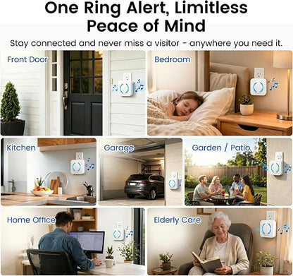 LUCKYDUO WiFi Chime for Nest Doorbell, 32 Tones, LED Flash, 999+ Expandable