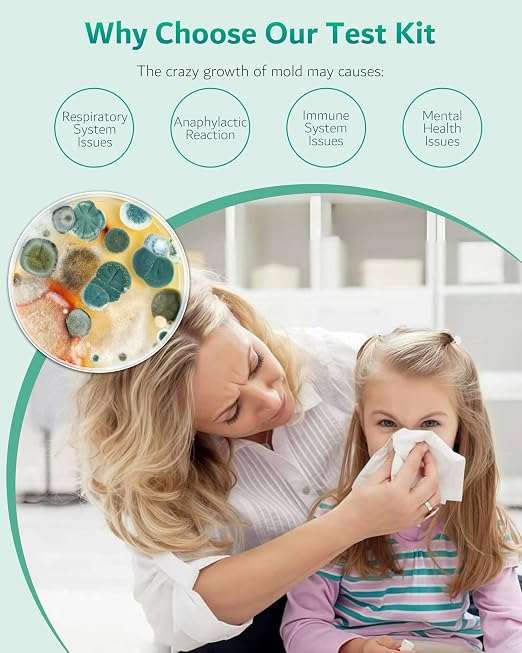 Mold Test Kit for Home - 4 Simple Detection Tests for HVAC, Surfaces & Indoor Air Quality, DIY Black Mold Detector Testing kit at Home, with Detailed Identification Guide & Free Lab Analysis