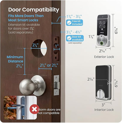 Lockly Visage Zeno Series Smart Lock, Facial Recognition & Fingerprint Keyless Entry Door Lock, Built-in Wi-Fi Deadbolt with Apple Home Key, PIN Genie Keypad, App Remote Control, Easy Installation