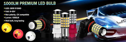 Alla Lighting 1000Lm 51-SMD Extremely Super Bright Amber Yellow BAY15D 7528 2357NA 1157 LED Bulbs High Power 2835 Chipsets LED Lights Lamps Replacement