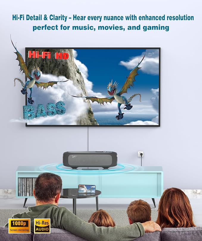 Karaoke Machine for TV with Dual Wireless Microphones, 6-Speaker Home Karaoke System, Screen Casting & HDMI 1080P Output,3D Surround Sound with DSP Audio, AI Hearing Protection for Kids & Family Party