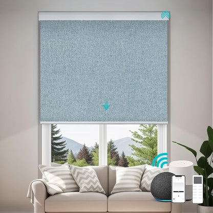 Custom Motorized Blinds with Remote, Automatic Electric Blackout Smart Blinds for Windows, Motorized Window Roller Shades Compatible with Alexa Google for Home Office, 50" W x 72" H