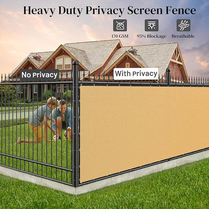 Winpull Privacy Fence Screen 4FT x 50FT, Heavy Duty 170GSM HDPE Fence Screen Privacy Mesh for Chain Link & Wood Fence, 95% Privacy Screen for Backyard Patio Balcony, Reinforced Edges & Grommets