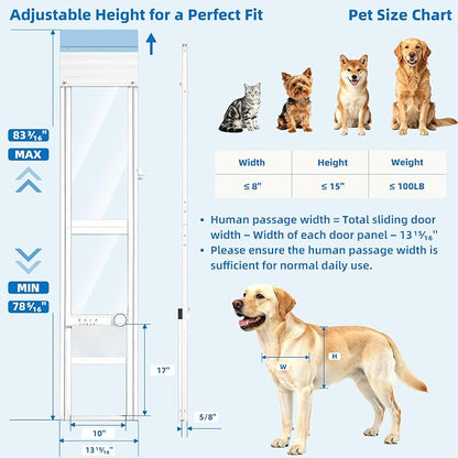 Automatic Doggy Door for Sliding Glass Doors,Doorbell Activation,No Collar