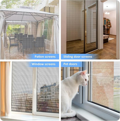 59"x79" Window Screen Mesh, Fiberglass Window Screen, Screen Door Mesh, Windows Screens and Screen Door Replacement, Patio Screen Mesh- Black