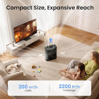 Pet Air Purifier for Home, H13 HEPA Washable Filter,Air Cleaner with APP&Air Quality Monitor for Pet Hair Dander Odor Allergies Pollutant Smoke Dust for Large Rooms 2200 Ft², Auto Mode,P365 Black