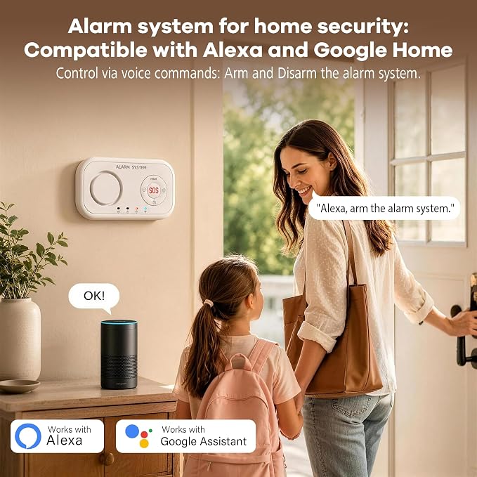 Home Security System Wireless, Smart WiFi Alarm System DIY Kit with 120dB Siren, Door Window Sensors & Remote Control, App Alerts, Works with Alexa & Google Home, No Monthly Fee for House Apartment
