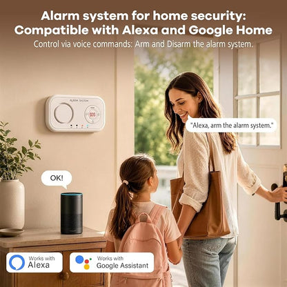 Home Security System Wireless, Smart WiFi Alarm System DIY Kit with 120dB Siren, Door Window Sensors & Remote Control, App Alerts, Works with Alexa & Google Home, No Monthly Fee for House Apartment