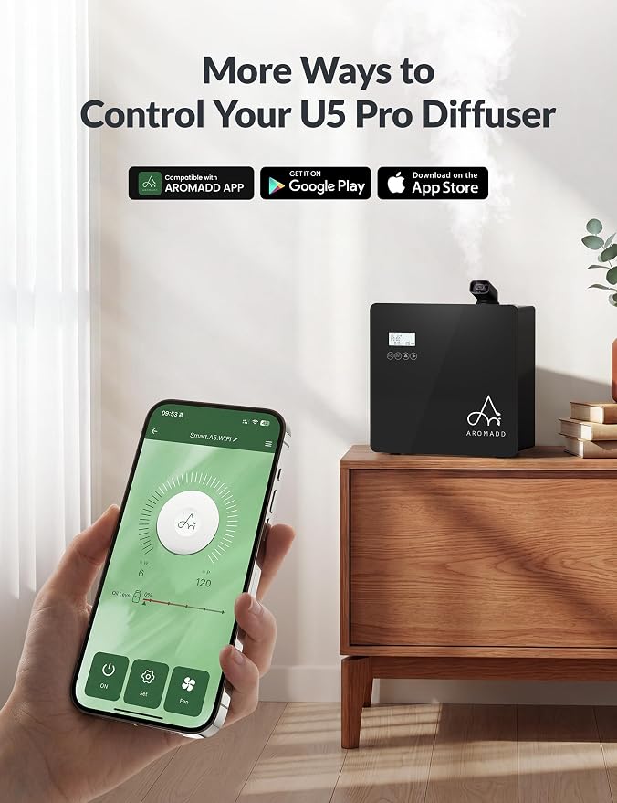 2026 Upgraded 3500 Sq.Ft HVAC Scent Diffuser for Home | Smart Whole House Waterless Diffuser with App & Remote Control, Hotel Collection Diffuser, Cold Air Tech, 600mL, Black