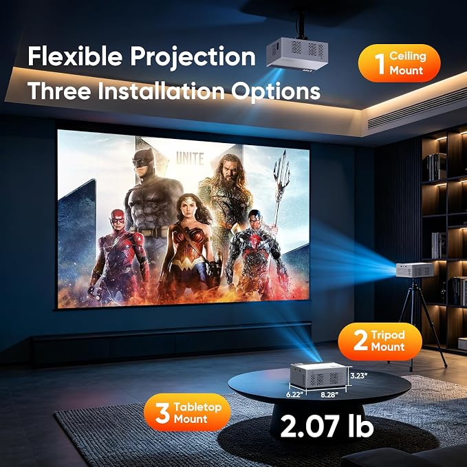 TMY Smart Projector with Google TV System, Native 1080P 4K Home Theater
