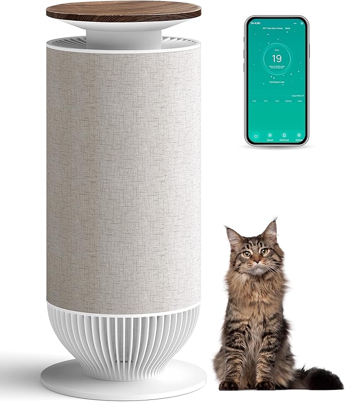Petbobi Air Purifiers for Home Pets - Air Purifier for Large Room up to 3600 ft², H13 + H11 HEPA for Pet Odors & Hair Dander, 360° Airflow Air Cleaner with PM2.5 Monitor, App Control, Auto Mode