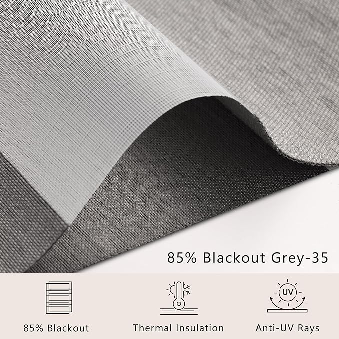 Bringnox Smart Motorized Zebra Roller Blinds - 85% Blackout, Remote Control, Works with HomeKit, Google Home & Alexa via Hub, Custom Size (85% Blackout Grey-35)