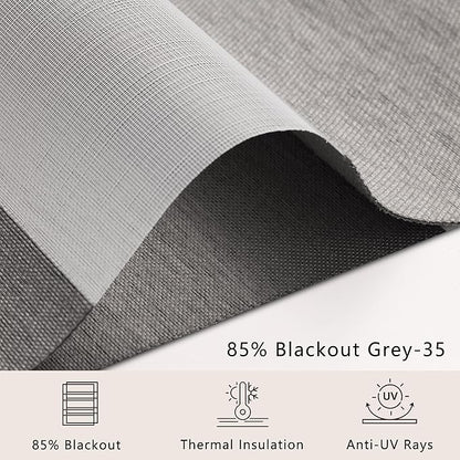 Bringnox Smart Motorized Zebra Roller Blinds - 85% Blackout, Remote Control, Works with HomeKit, Google Home & Alexa via Hub, Custom Size (85% Blackout Grey-35)