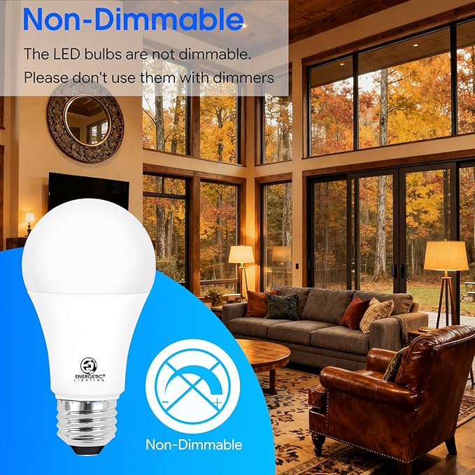 E ENERGETIC LIGHTING LED Bulbs 100 Watt Equivalent, Super Brightness 1600LM Soft White 2700K, Non-Dimmable A19 LED Bulb, E26 Standard Base, ETL Listed, 6 Packs