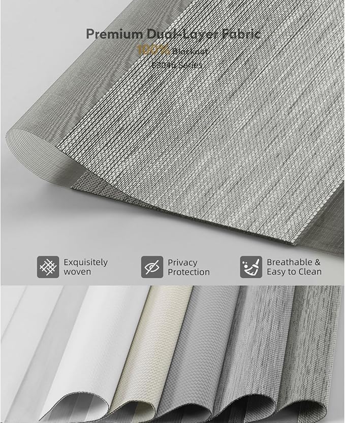 ACMEART Motorized Zebra Blinds,Smart APP & Remote Control 100% Blackout Shades,Compatible with Alexa,Custom Size Electric Window Blinds for Bedroom/Home/Office (Charcoal Grey)