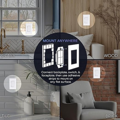 RunLessWire Click for Philips Hue – Battery-Free Wireless Smart Light Switch, 30ft Range – Works Natively with Philips Hue Bridge – Wall Mount Kinetic Switch - Decora Style, Light Almond