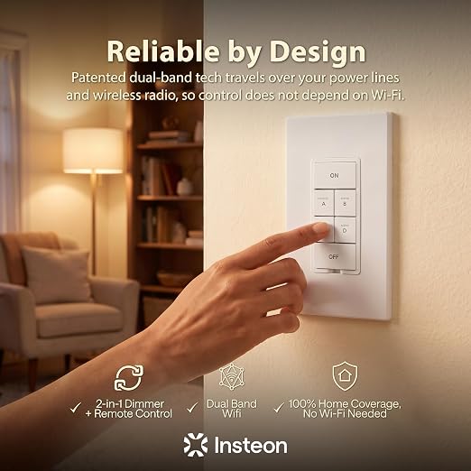 Insteon 6-Button Dimmer Keypad, in-Wall Smart Scene Controller - 2334-232 | Controls Up to 5 Devices, 150W LED, Dual-Band Smart Switch, Neutral Wire Required, Hub Required for Alexa & Google Assistant