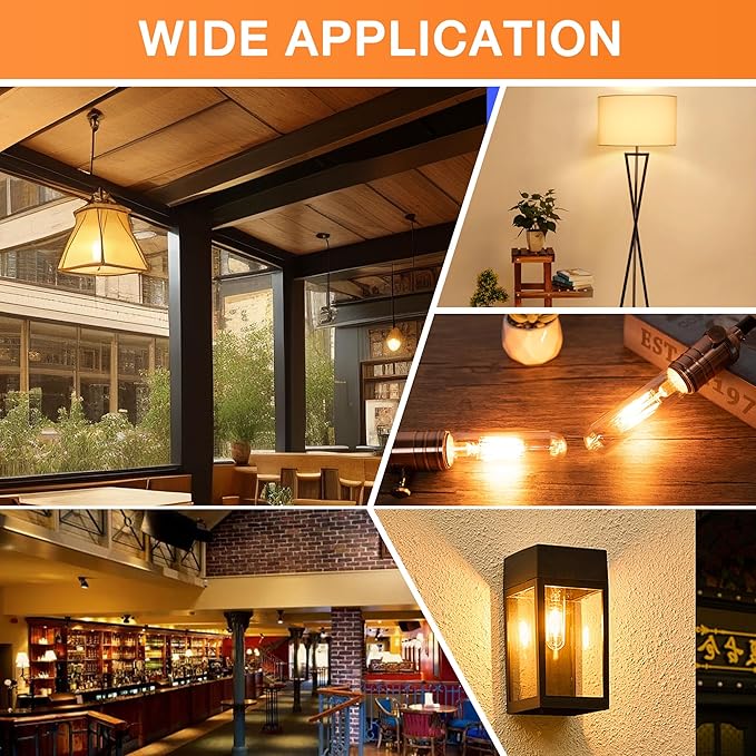 ToBeGreat T30 Light Bulbs 4 Watt Equivalent 40W Bulb E26 Tubular Bulbs T10 Amber LED Bulb Warm White 2200K Chandelier Desk Lamp Kitchen Bedbroom Bathroom,Dimmable,2 Pack