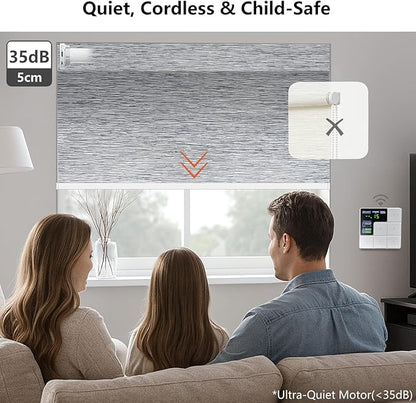 Motorized Blackout Roller Shades with Remote – Smart Blinds for Bedroom, Alexa Google Home Siri, Matter Compatible, Custom Electric Window Shades, Cordless Rechargeable