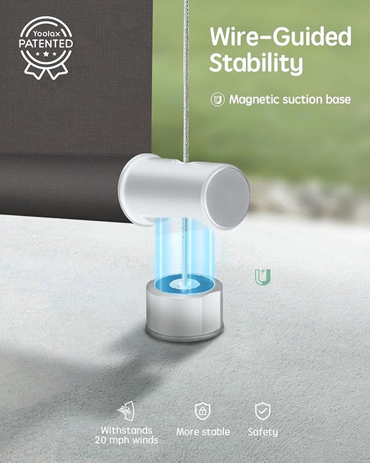 Yoolax Motorized Outdoor Shades Smart Retractable Patio Screens with App & Remote Control, Electric Blinds for Porch Patio Waterproof Roller Shades 8X8ft (5% Openness Alpine Rock)