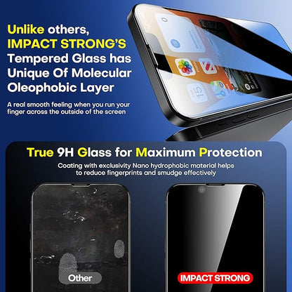 ImpactStrong Anti-Spy Privacy Screen Protector for iPhone 16e / iPhone 13 / iPhone 13 Pro (6.1-Inch), 9H Tempered Glass, Shatter-Resistant, Anti-Scratch, Easy Install Kit, Case Friendly, 2-Pack