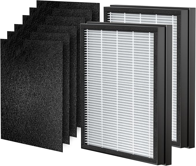 HEAPETS P358 Replacement Filters for P358 Pet Air Purifier, 6 Pre-Filters and 2 HEPA Composite Filters, Genuine Version, PJ358-2LX6JDM