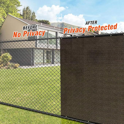 iCover 6x12ft Privacy Screen Fence, Outdoor Fencing Panels, Garden Windscreen Mesh Shade Sail Net Barrier, Include Reinforced Bindings and Brass Grommets Cable Zip Ties, Brown