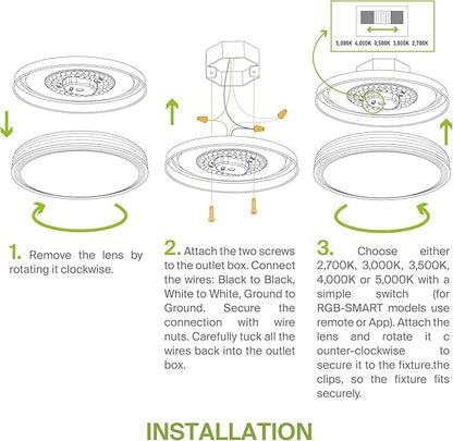 ASD 18 Inch LED Flush Mount Ceiling Light Fixture for Bedroom, 35W 1992LM 5CCT 2700K-5000K, Dimmable Lights, Dining, Living Room, Kitchen Lamps, Modern Home Lighting Fixtures, Nickel, ETL, 2 Pack