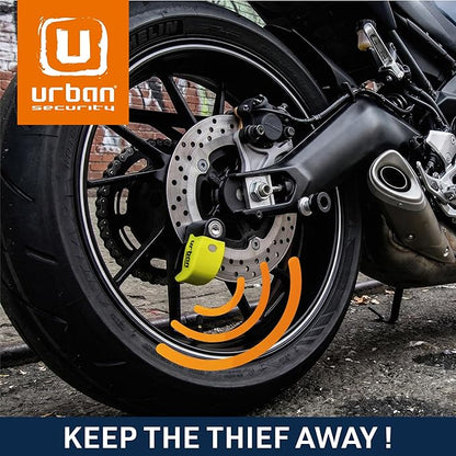 URBAN UR6 Hi-Tech Motorcycle Disc Lock with Smart Alarm | Best Value | 120dB, LED, Warning, A+ Sensitivity, Truly Waterproof, Long-Life CR2 Battery, Carried Locked, Bike Anti Theft Wheel Brake Locks