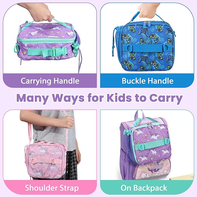 JOOPETALK Bento Lunch Box Set for Kids with 9oz Soup Thermo, Insulated Lunch Bag,Leak-proof BPA-free Lunch Food Container with 3-4 Conpartments for School Travel-Pur-blue