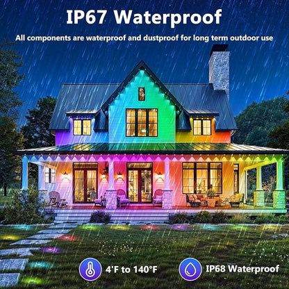 LETIANPAI 300FT Permanent Outdoor Lights,RGB Eaves Light with App Control Remote,DIY Scene Modes IP67 Waterproof Under Eave Lighting,Outdoor Lights for Decor,Garden Decor,House,Party