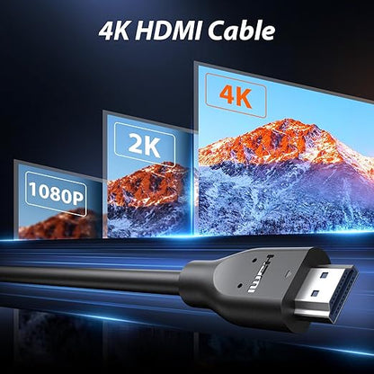 HDMI Cable for CCTV Security Camera Monitor 6FT 4K 60Hz High Speed 2.0 Male to Male HDMI Cord Gaming Extension Cord for Samsung TV Laptop Computer Projector for PS5 for PlayStation 5 for Xbox Black