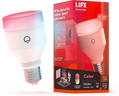 LIFX Color A19 800 lumens, Billions of Colors and Whites, Wi-Fi Smart LED Light Bulb & Color, A19 1100 lumens, Wi-Fi Smart LED Light Bulb, Billions of Colors and Whites