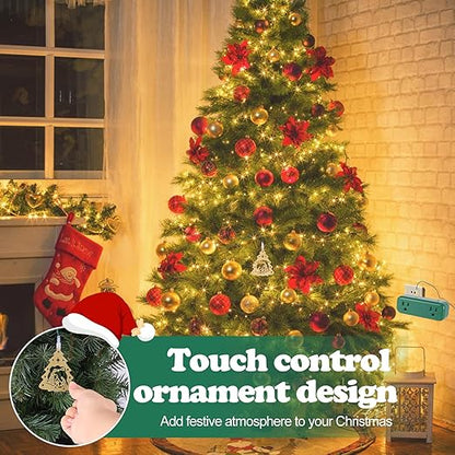 Touch Light Switch Christmas Tree Shaped Decoration Pendant Universal 3-Pin Socket Plug 118.1in Cord Total Power 120V 10A 1200W，Smart Touch Switch for Indoor Home Appliances Christmas Light String
