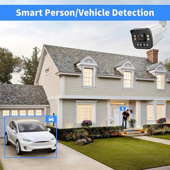 PANOEAGLE 5MP Full Color Varifocal PoE IP Camera Outdoor,5MP PoE Security Bullet Camera with 5X Optical Zoom 2.7~13.5mm Lens,Human Vehicle Detection, Smart Dual Light,Two-Way Talk,MicroSD (256GB),IP67
