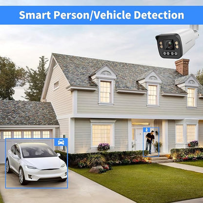 PANOEAGLE 5MP Full Color Varifocal PoE IP Camera Outdoor,5MP PoE Security Bullet Camera with 5X Optical Zoom 2.7~13.5mm Lens,Human Vehicle Detection, Smart Dual Light,Two-Way Talk,MicroSD (256GB),IP67