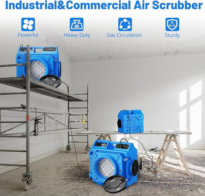 Air Scrubber with 3 Stage Filtration, 550CFM HEPA Air Scrubber Commercial Industrial Grade, Heavy Duty Air Cleaner with MERV-10 Filter, HEPA/Activated Carbon Filter